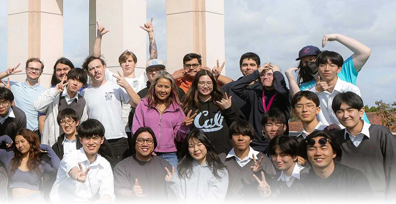 international students pose and smile