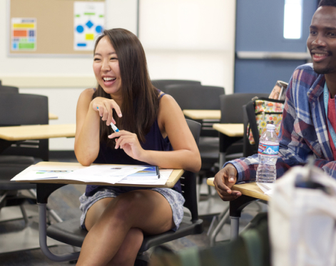 smiling woman in class