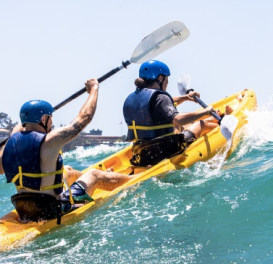 students in kayak