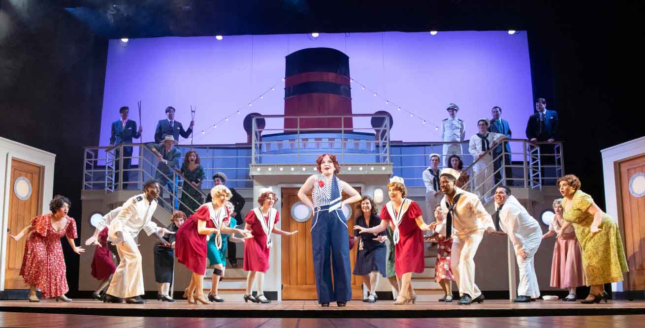 students participating in stage play