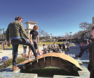 Students working on project outdoors