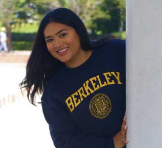 woman wearing Berkeley shirt